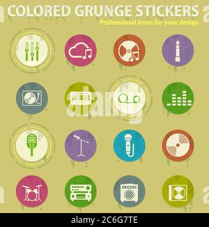 Music colored grunge icons Stock Vector