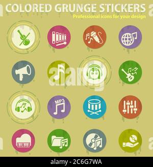 music colored grunge icons Stock Vector