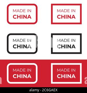 Made in China icon and symbol design vector illustration in text style for business product label and sticker Stock Vector