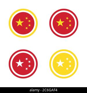 Made in China symbol and icon vector design illustration based on Chinese traditional red and yellow colors and stars flag Stock Vector