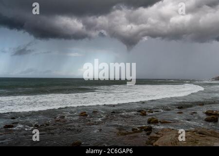 The beach at Carillo National Monument before a thunderstorm Stock Photo