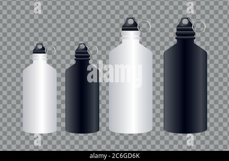 aluminium bottles products branding icons vector illustration design Stock Vector