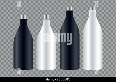 aluminium bottles products branding icons vector illustration design Stock Vector
