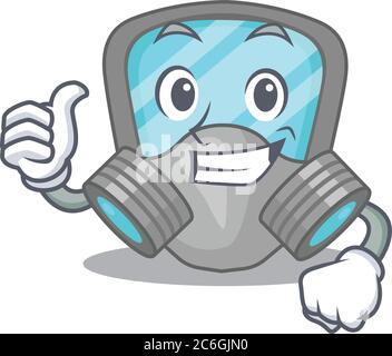 Respirator mask cartoon character design showing OK finger Stock Vector