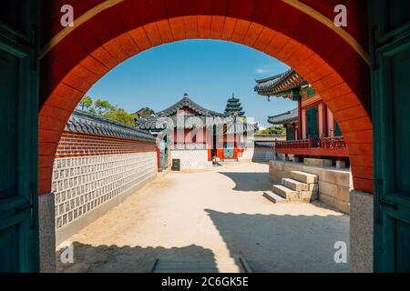 Gyeongbokgung Palace Korean traditional architecture in Seoul, Korea Stock Photo