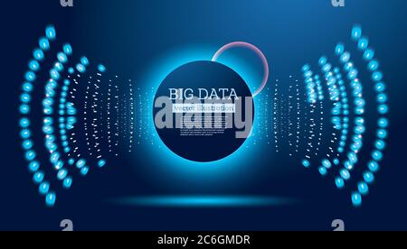 Big Data Futuristic Science Background with Copy Space. Vector Illustration. Circles in Different Color. Stock Vector