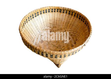 Bamboo basket, isolated on white background Stock Photo