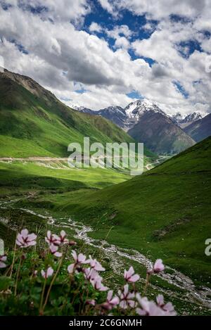 A wonderful scenery along the Duku Highway, which is praised as the most beautiful highway, northwest China's Xinjiang Uyghur Autonomous Region, 13 Ju Stock Photo