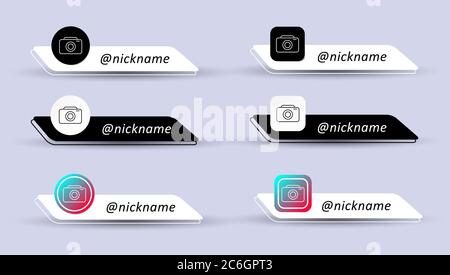 Set of username isolated on white and black background. Social media logo. Vector illustration in flat style. Stock Vector