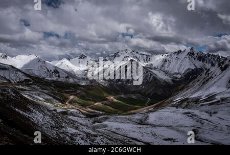 A wonderful scenery along the Duku Highway, which is praised as the most beautiful highway, northwest China's Xinjiang Uyghur Autonomous Region, 13 Ju Stock Photo