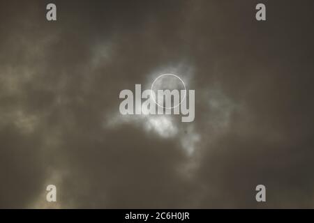 An annular solar eclipse is captured in Leiyang city, central China's Hunan province, 21 June 2020. *** Local Caption *** fachaoshi Stock Photo