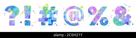 symbols number sign, question, exclamation, commercial at, percent, ampersand. Stock Vector