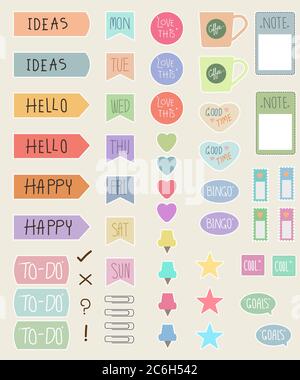 Planner stickers packs for decorate planners, create craft items, Is digital use and print Stock Photo