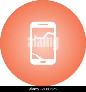 Unique Broken Cell Phone Vector Glyph Icon Stock Vector