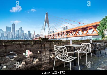 Aerial view of Chongqing, China from the rooftop Stock Photo