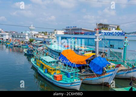 Boats, Cho Duong Dong, market, river, Duong Dong, Phu Quoc island, Vietnam, Asia Stock Photo