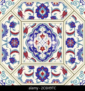 Colorful ethnic patterned background. Arabesque vector ornament Stock Vector