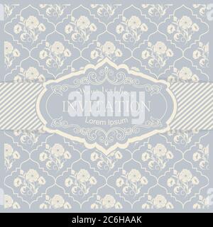 Vintage background, antique greeting card, invitation with victorian ornaments and vintage frame, beautiful, luxury postcard Stock Vector