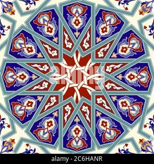 Round colorful floral ornament Traditional Oriental pattern. Template greeting card, invitation, brochure with floral hand drawn Mandala. Stock Vector