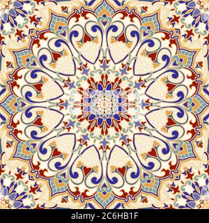 Seamless colorful pattern with mandala. Vintage decorative element. Hand drawn pattern in turkish style. Islam, Arabic, Indian, ottoman motif. Stock Vector