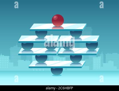 Vector of a balanced geometric structure on cityscape background Stock Vector