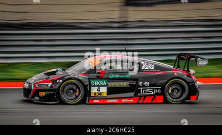 Oschersleben, Germany, April 27, 2019: Racing driver Arlind Hoti driving the Audi R8 LMS by Aust Motorsport during GT MASTER car race Stock Photo