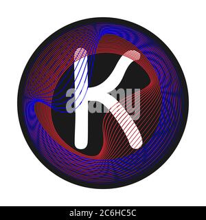 Monogram color vector frame. Logo design. Abstract letter K guilloche frame Stock Vector