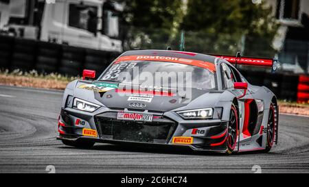 Oschersleben, Germany, April 27, 2019: Filip Salaquarda driving the Audi R8 LMS by Team ISR during a race during a GT MASTER car race Stock Photo