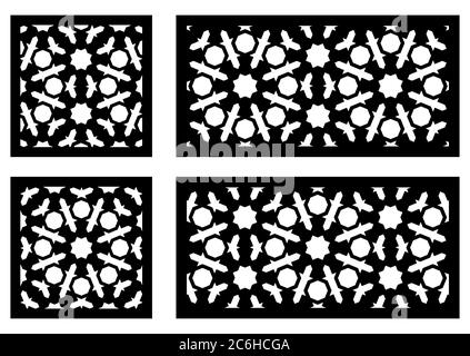 Shade screen, privacy fence template. Laser cut vector panel, screen, fence, divider. Cnc decorative pattern, jali design, interior element. Islamic Stock Vector