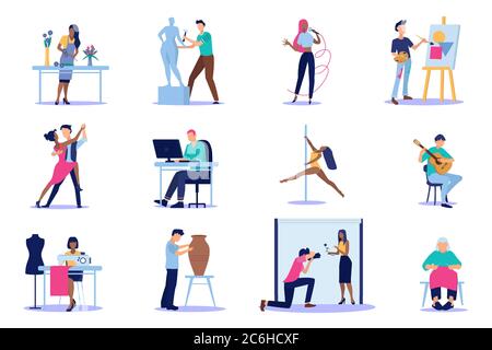 Vector of diverse people with creative artistic occupations isolated on white background Stock Vector