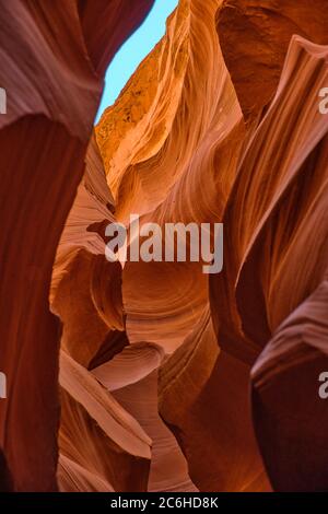 Antelope Canyon lights and rocks arizona usa Stock Photo