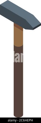 Protective glass hammer icon, isometric style Stock Vector