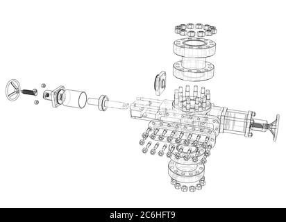 Blowout preventer. 3D illustration Stock Photo