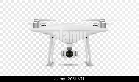 Realistic drone quadcopter on transparent background. Vector eps10. Stock Vector