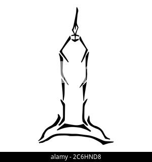 Hand drawn doodle stylized candle. Contour sketch. Vector illustration isolated on white background. Decoration for cards, banner, posters, prints, em Stock Vector