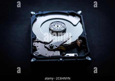 Closeup of hard drive storage disk Stock Photo
