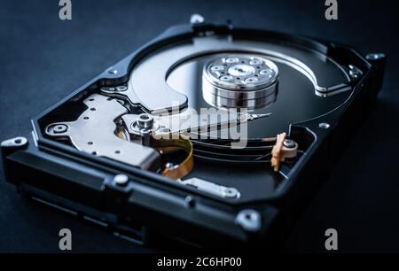 hard drive from the personal computer with reflection effect, closeup Stock Photo