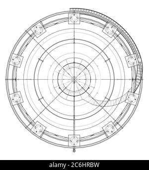 Spherical gas tank outline. 3D illustration Stock Photo