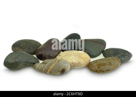 Stack fo rock from river isolated at white background Stock Photo