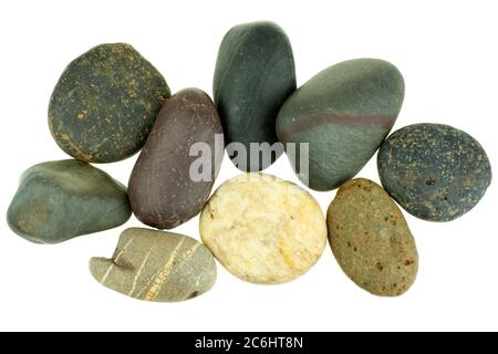 Stack fo rock from river isolated at white background Stock Photo