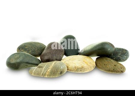 Stack fo rock from river isolated at white background Stock Photo