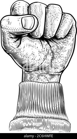 Fist in the Air Vintage Propaganda Poster Style Stock Vector