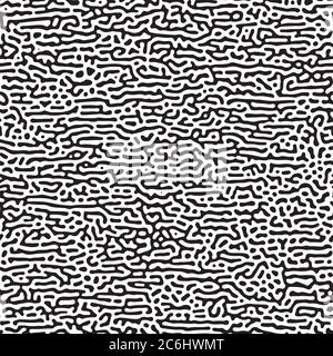Intricate geometric Turing pattern in classic black and white seamless pattern vector background. Stock Vector