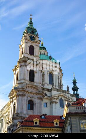 Church of Saint Nicolas ( kostel svateho Mikulase ), Lesser Town ( Mala Strana ), Prague, Czech Republic / Czechia - beautiful sacral building made in Stock Photo