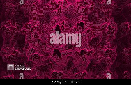 Abstract science or technology background. Graphic design. Network illustration with particle. 3D grid surface. Stock Vector