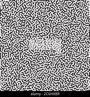 Intricate geometric Turing pattern in classic black and white seamless pattern vector background. Stock Vector