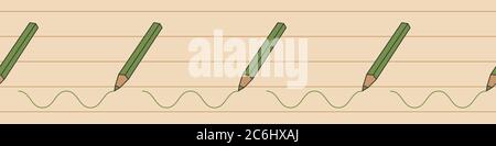 green pencil crayon seamless vector border print Stock Vector