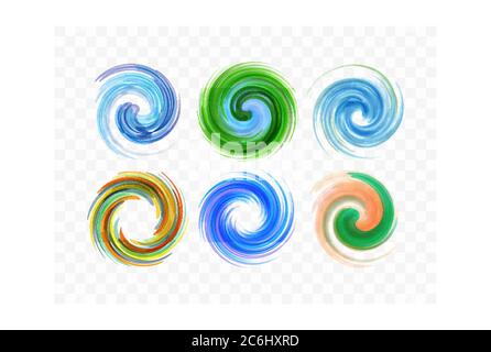Colorful abstract icon set. Dynamic flow illustration. Swirl collection. Stock Vector