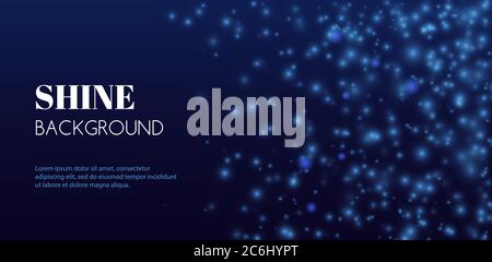 Abstract shine vector background. Blue glitter confetti on a dark backdrop Stock Vector