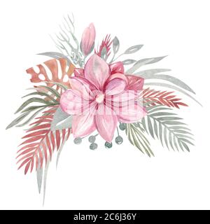 Floral autumn dried flowers and branches Pink flowers of Magnolia Leaves,  Tropical leaves. Botanical elements. Vector illustration Stock Vector Image  & Art - Alamy